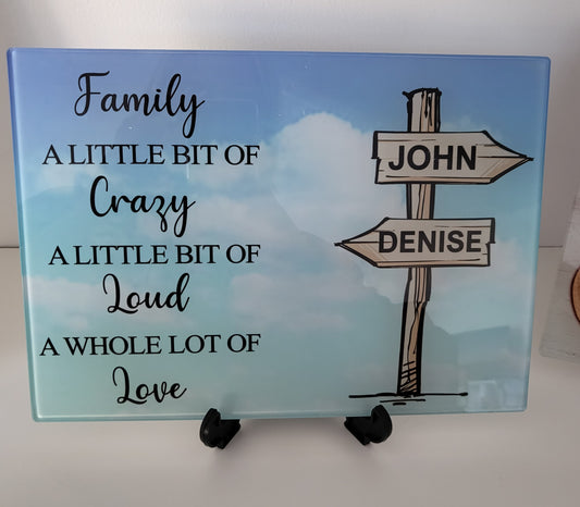 Personalised glass chopping board