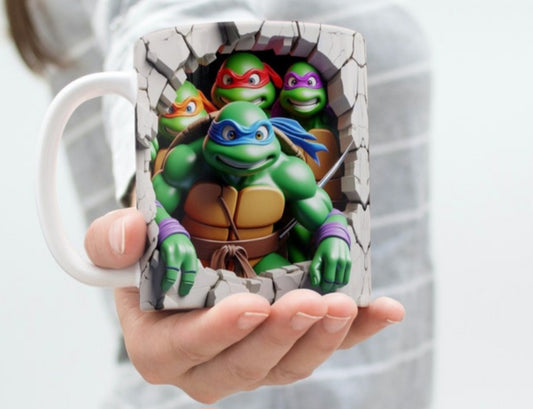 3d effect ninja turtles mug