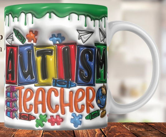 3d effect autism teacher mug