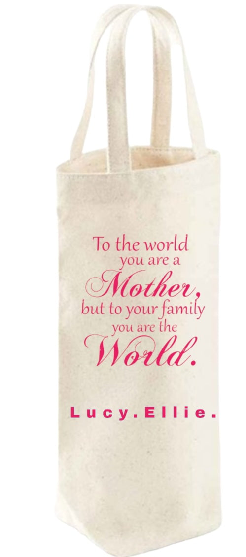Bottle bag 'You are the world wine bag